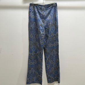 Blue design satin pants